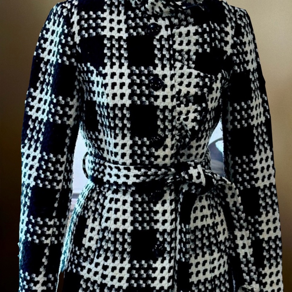 White House Black Market Black and White Plaid Jacket